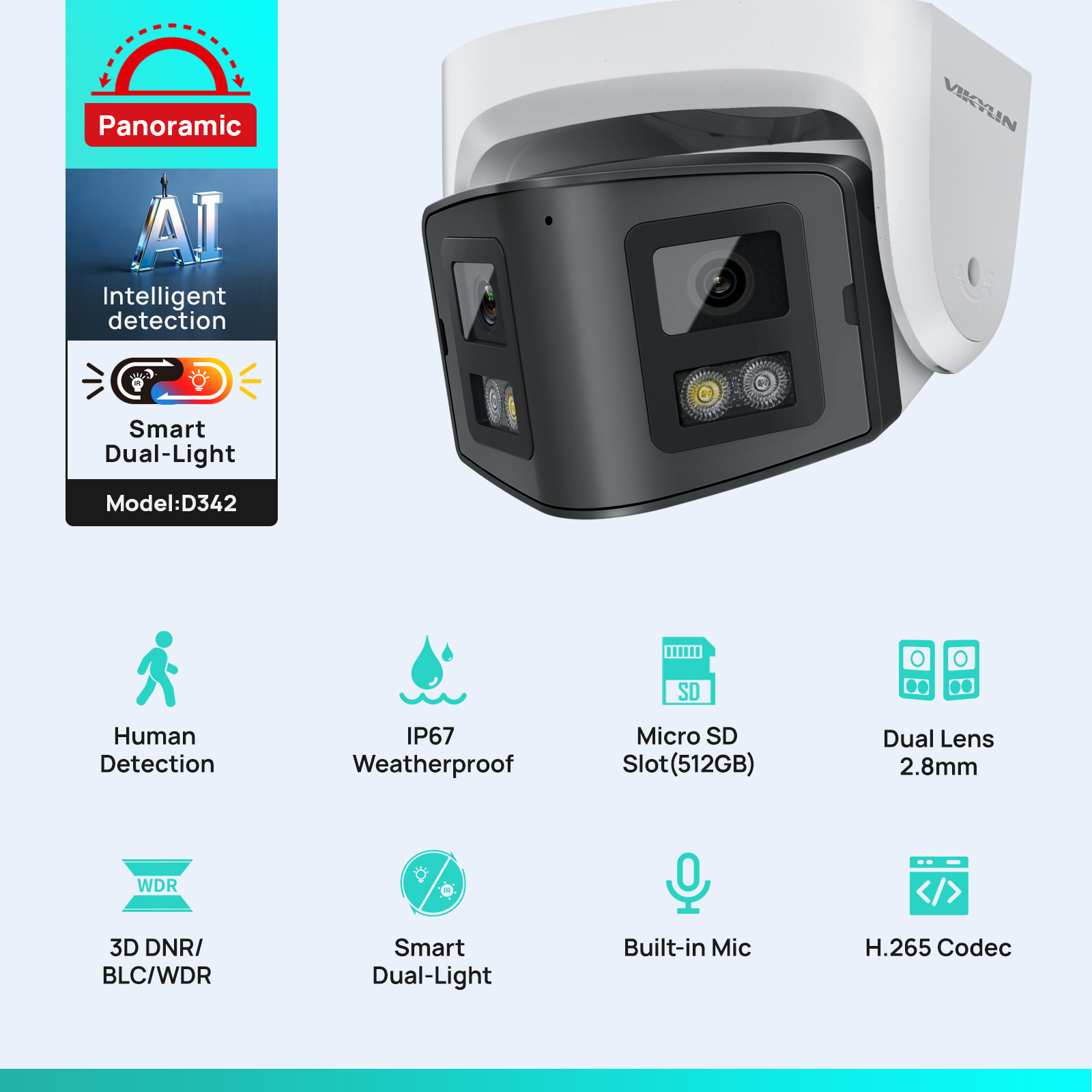 Vikylin 4MP Panoramic Dual Len - đánh giá và giá Smart Home Hikvision