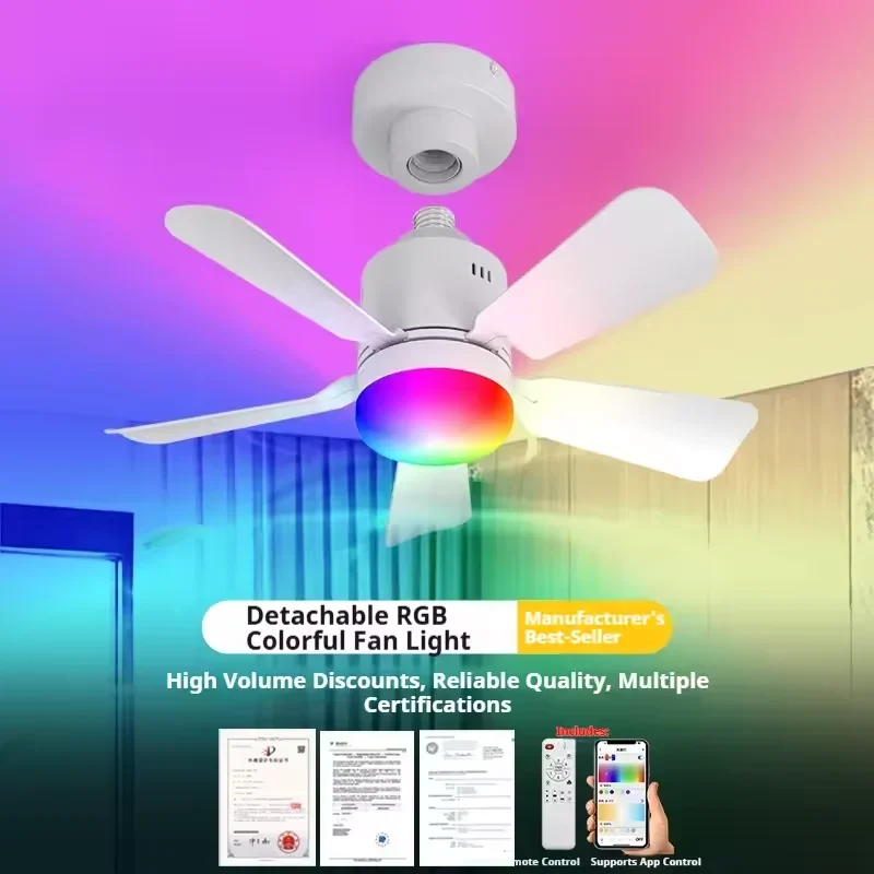 RGB LED Ceiling Fan Lamps E27  - đánh giá và giá Smart Home Ventilation System