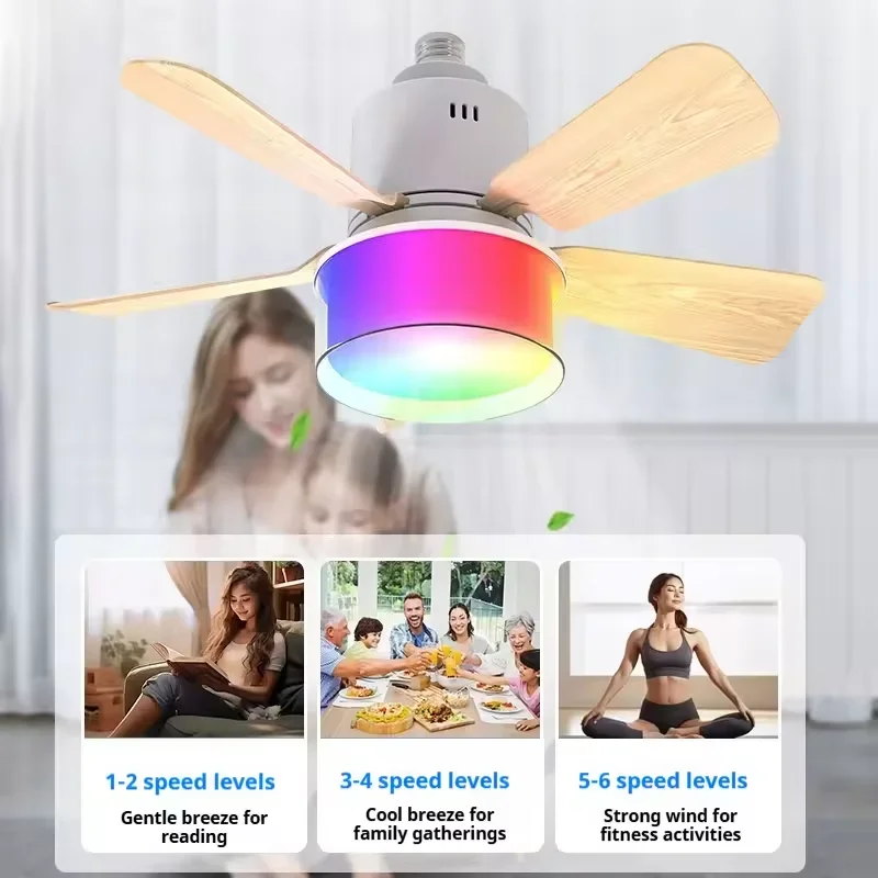 RGB LED Ceiling Fan Lamps E27  - đánh giá và giá Smart Home Ventilation System