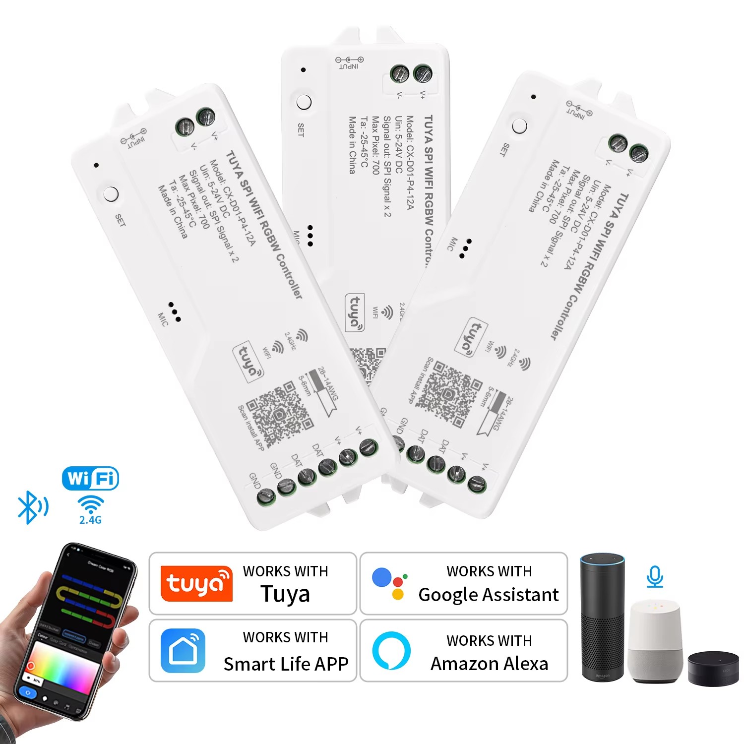 Tuya Wifi LED SPI RGBIC RGBWIC - đánh giá và giá Alexa Compatible Bulb