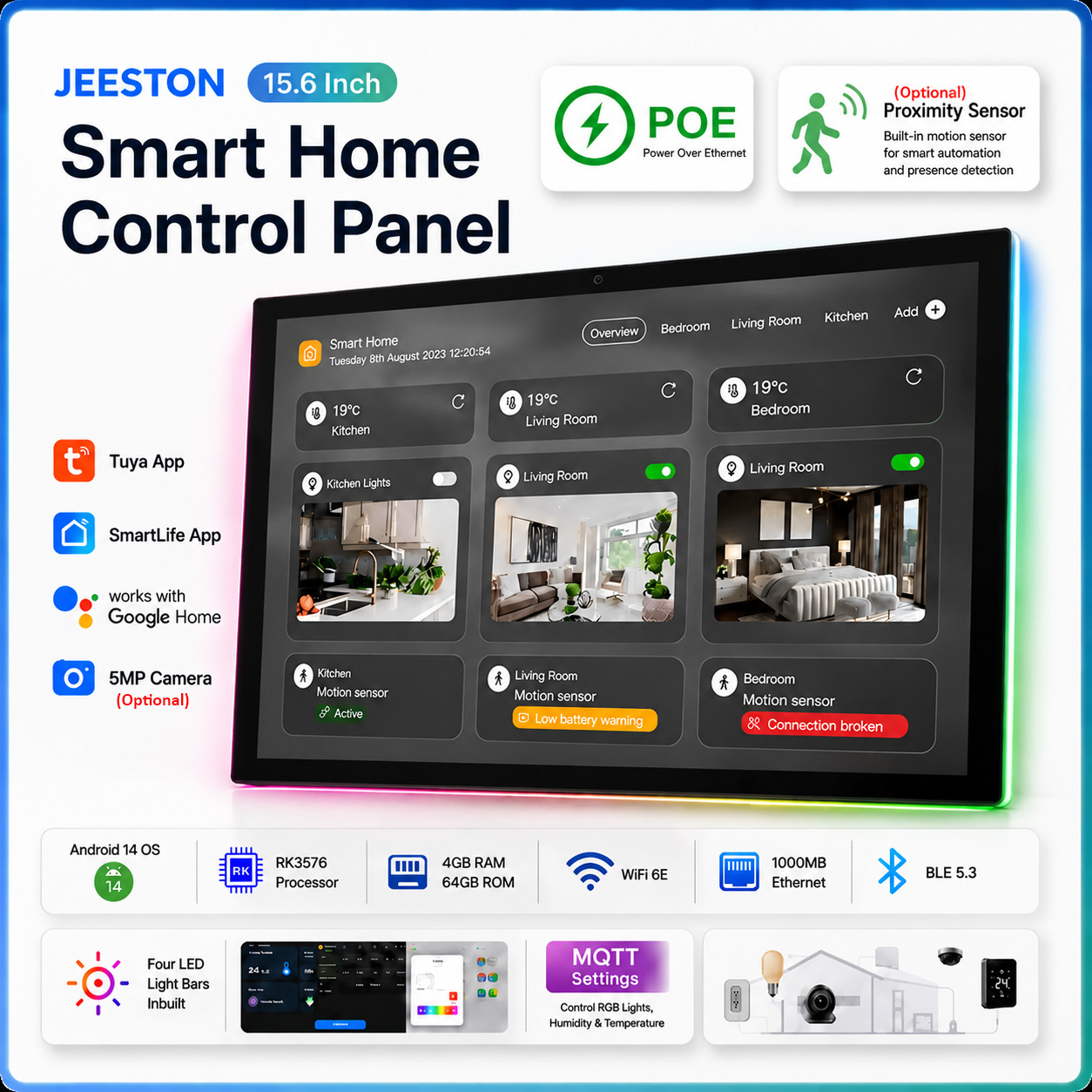 15.6 Inch InWall Smart Home Co - đánh giá và giá Smart Home Touchscreen Control Panel